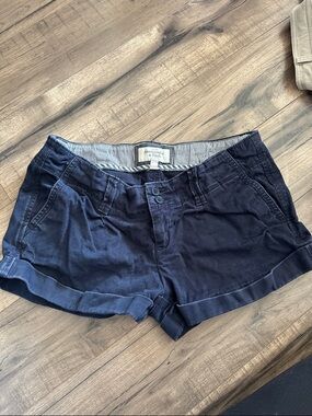 Abercrombie & Fitch Navy Roll-Cuff Cotton Women's Shorts